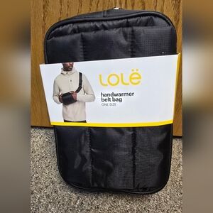 Lolë Unisex Black Crossbody Handwarmer Belt Bag Fanny Pack Faux Fur Adjustable